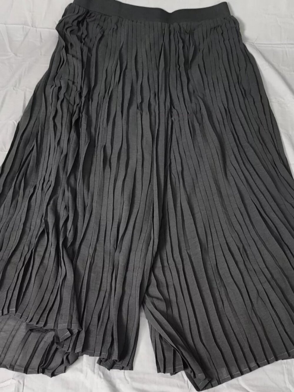Wynne Layers Women's XL Black Pleated Wide Leg Cropped Palazzo Pants High Rise - Picture 3 of 8